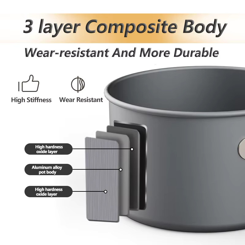 Naturehike Camping-Kochset aus Aluminium in Grau mit Saucepan für Outdoor-Einsätze - Bild 3