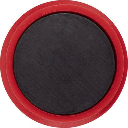 Magnetoplan Magnet Basic Serie runde Magnete aus Kunststoff, Durchmesser: 2,4 cm, Farbe: Rot, 10 Stück - Bild 1