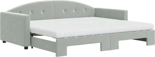 vidaXL Tagesbett ausziehbar mit Matratze in Hellgrau aus Samt, B/T/H: 90 x 190 cm - Bild 1