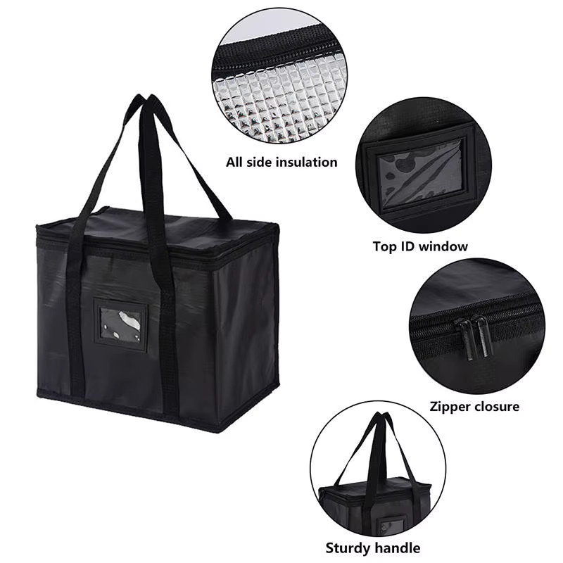 Isolierte Thermotasche von Clyine in Schwarz mit Reißverschluss für Lebensmittel und Einkäufe, 16 l bis 70 l Fassungsvermögen - Bild 6