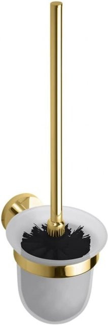 WC-Bürstengarnitur BILLO aus Messing in Gold poliert mit Milchglas für Bad und WC, B/T/H: 14,0 x 9,5 x 37,0 cm - Bild 1