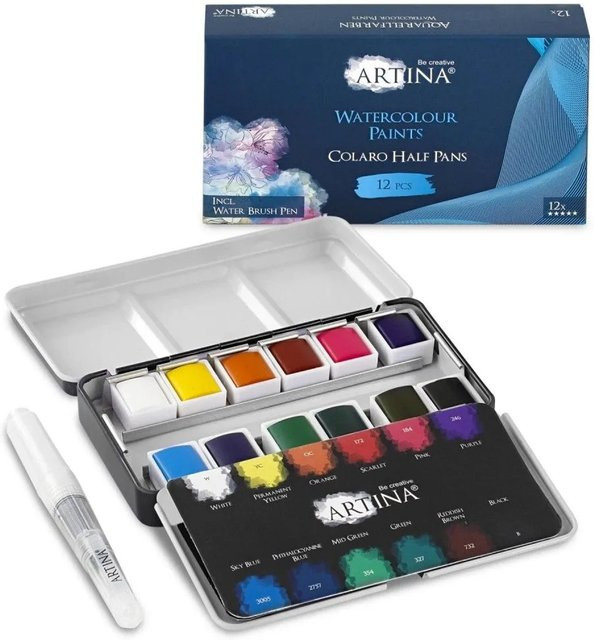 Artina Colaro Aquarell Wasserfarben Set, 12 Farben, Mehrfarbig - Bild 1