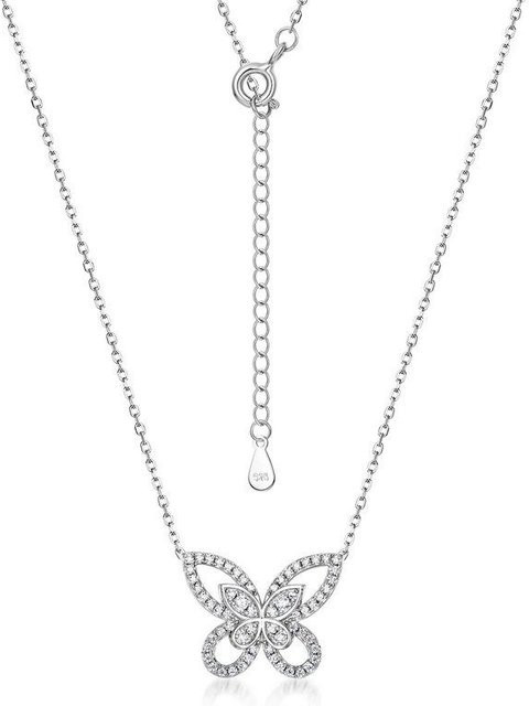 POMOiii Halskette 925 Silber, Bogen Form, Damen, weiß - Bild 1