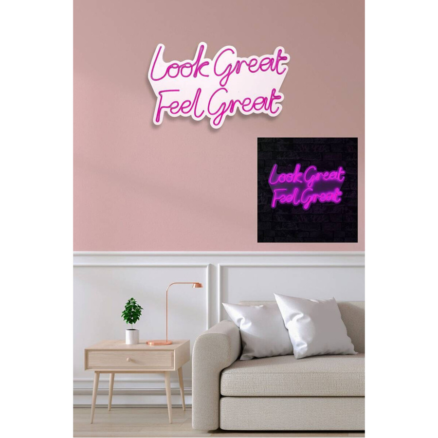 Opviq LED-Wandleuchte Neon Flex in Rosa aus PVC, B/H/T: 58 x 36 x 2 cm - Bild 2