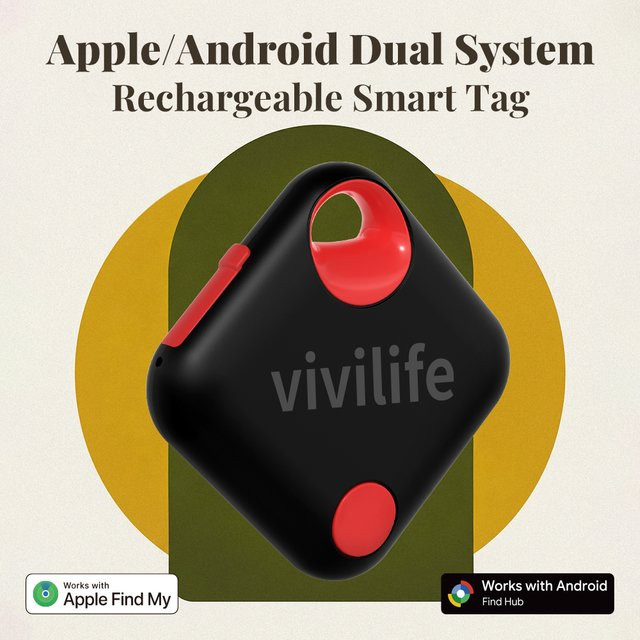 RSH Smart-Tracker Schwarz Wiederaufladbarer Schlüssel- und Geldbörsenfinder kompatibel mit Find My für iOS und Android - Bild 1
