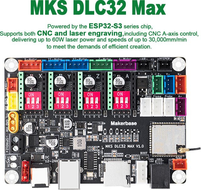 Makerbase MKS DLC32 MAX Motherboard Black 4-Achsen-Controller für CNC Router und Lasergravurmaschinen - Bild 1