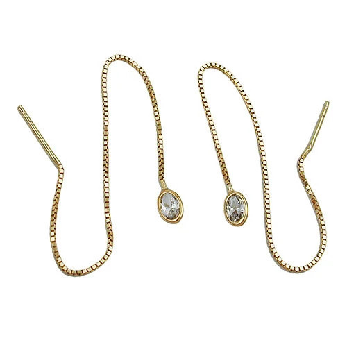 SIGO Ohrringe Durchzieher Kette, Zirkonia, Gold 375, Damen - Bild 1