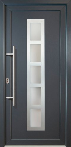 Meeth Aluminium-Haustür Signum Alu in Grau mit satiniertem Glaseinsatz, modern und beschichtet, Höhe: 200,0 cm, Breite: 108,0 cm - Bild 1