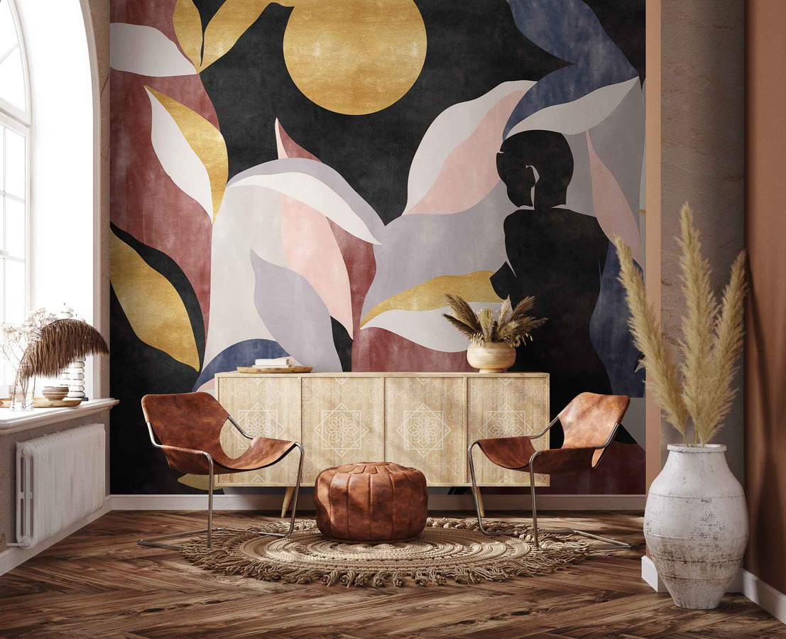Coordonné Wanddeko Bahir Dar Floral in Gold und Multicolour - Bild 1