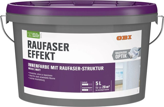 OBI Wandfarbe mit Raufaser-Effekt in Weiß matt, 5 l - Bild 1