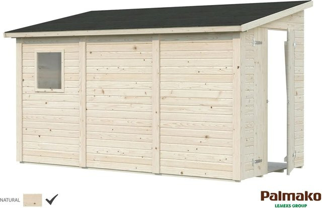 Palmako Mia Elementhaus aus Fichtenholz in Braun mit Pultdach und Boden B/H/T: 332 x 210 x 165 cm - Bild 1