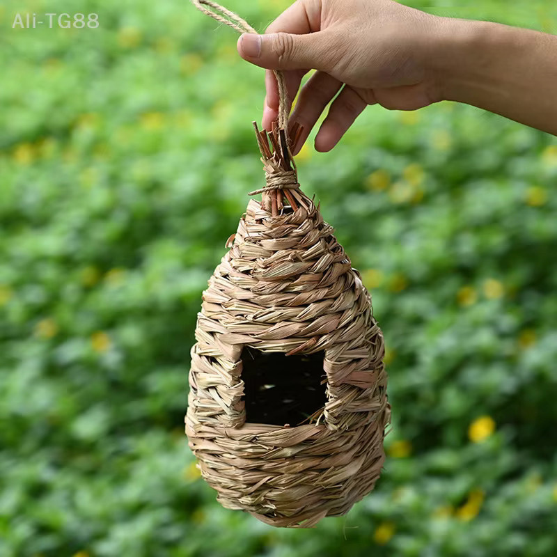 Handgewebter dekorativer Vogelhaus-Käfig aus Rattan als hängendes Papageiennest für den Außenbereich und die Gartendekoration - Bild 2