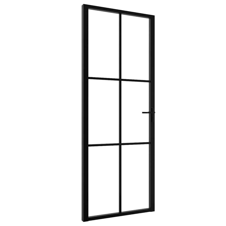 vidaXL Innentür aus Aluminium und ESG-Glas in Schwarz, modern, B: 76 cm, H: 201,5 cm - Bild 2