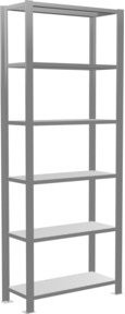 Schulte Grundregal Büro-Steckregal MULTIplus85, verzinkt, Farbe: silber/grau, B/T/H: 200 x 75 x 30 cm, 6 Fachböden mit Kreuzstrebe und Anschlagleiste