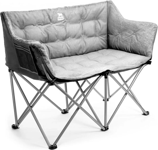 BigDean Campingstuhl für 2 Personen, faltbares Camping Sofa mit weich gepolsterten wetterfesten Kissen, grau, Stahlrahmen, belastbar bis 300 kg - Bild 1