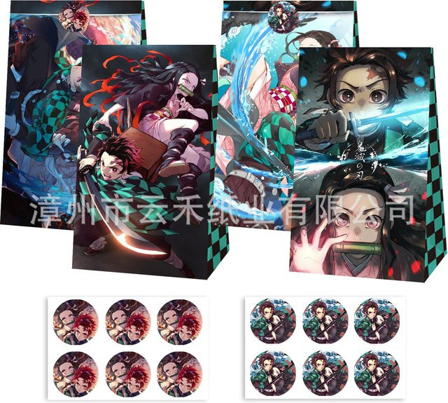 Set aus 12 oder 24 Dämonen Slayer Geschenkbeuteln aus Papier mit Nezuko Motiven in Mehrfarbig für Kinder Geburtstage und Partys von Bandai - Bild 1