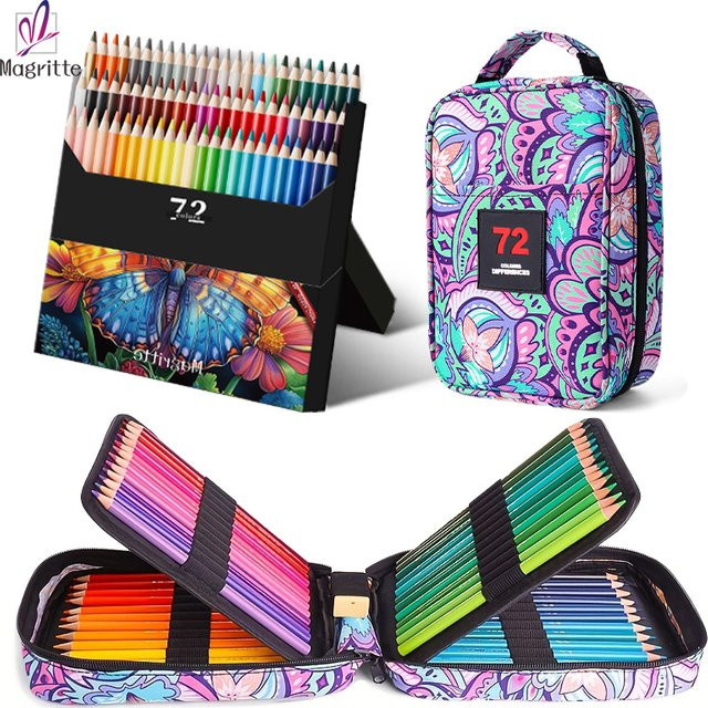 72 Farben Buntstifte-Set mit Reißverschluss-Federmäppchen in Multicolour für Erwachsene zum Zeichnen und Ausmalen - Bild 1