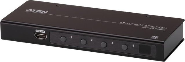 ATEN VS481C 4-Port True 4K HDMI Switch in Schwarz mit PC-Steuerung und Fernbedienung für 4K UHD Video und Audio - Bild 1