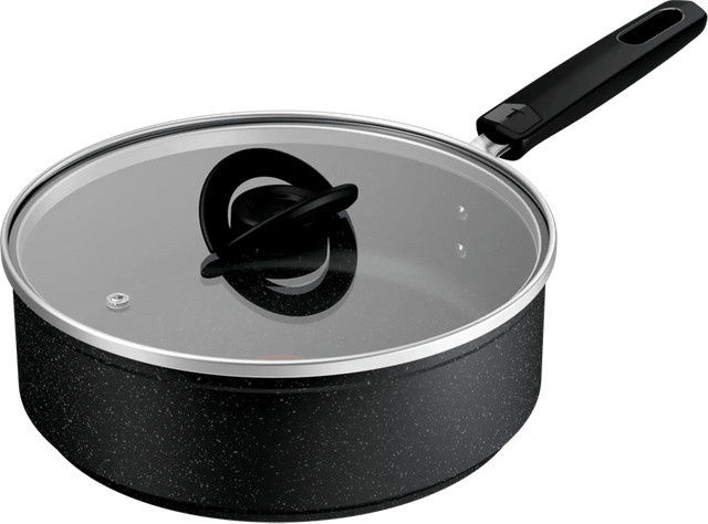 Tefal Excell'Cook Schmorpfanne mit Glasdeckel, Non-Stick Beschichtung, Schwarz, Durchmesser: 24 cm - Bild 1