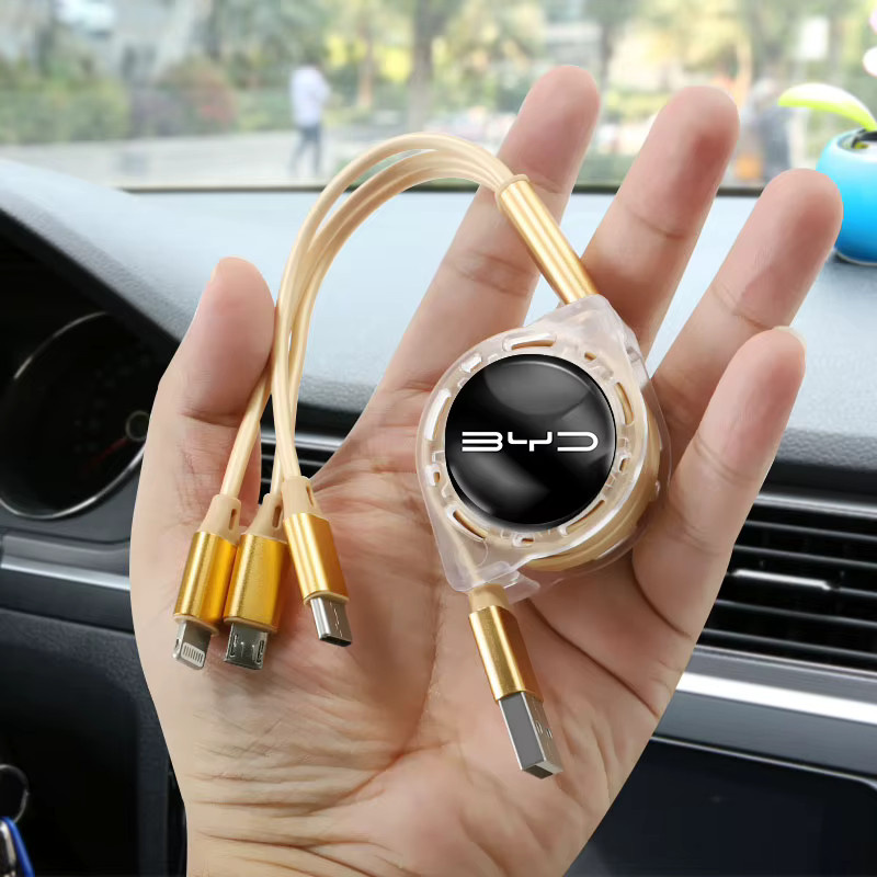 3-in-1 Multi-Ladekabel für BYD Elektrofahrzeuge mit Micro-USB und USB-C in Schwarz - Bild 3