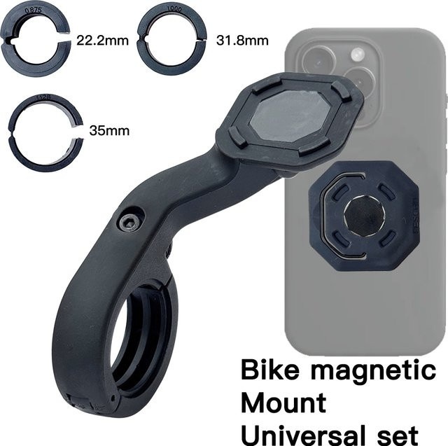 Feschd Road MTB Lenker mit magnetischem Bündel, Klemmschaft und Universal-Adapterhalterung für Telefonhalterungen, Schwarz - Bild 1