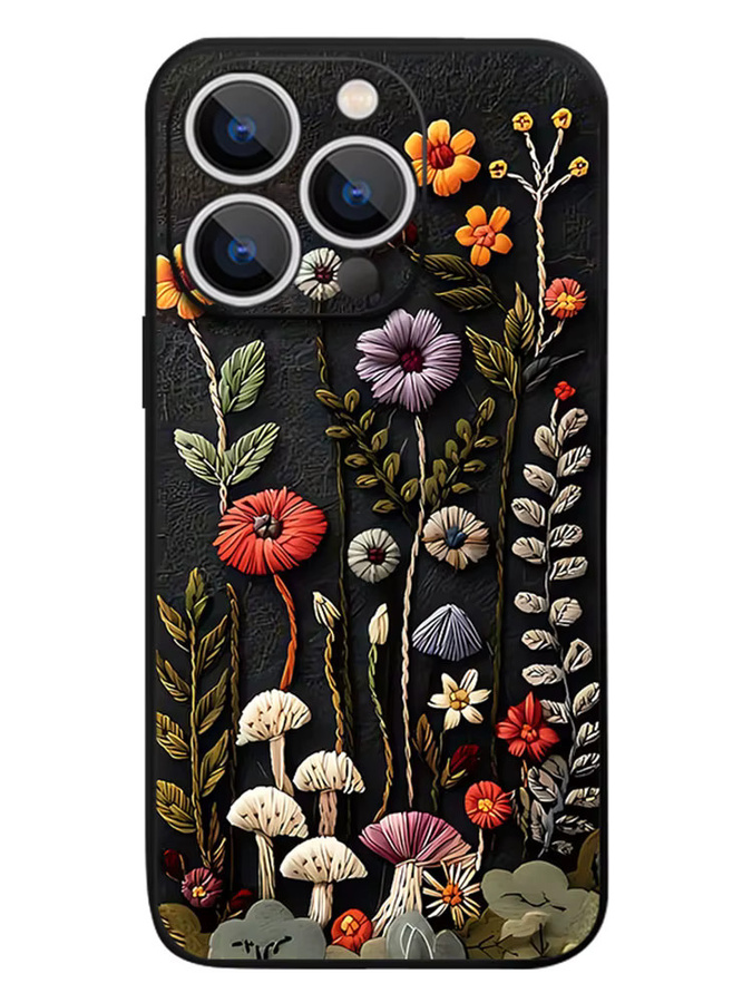 YISHANGOU Handyhülle mit Blumenmuster für iPhone 17e 16E 17 Pro 16 15 14 13 12 Pro Max 11, Stoßfeste TPU Schutzhülle mit MagSafe-Kompatibilität, Schwarz - Bild 6