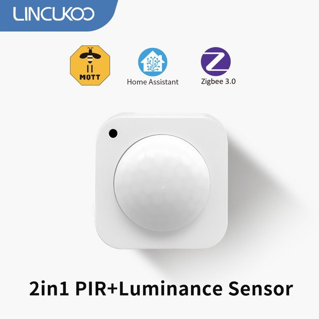 Lincukoo ZigBee 3.0 Smart Sensor 2in1 PIR Bewegungs- und Helligkeitsdetektor in Weiß, kompatibel mit MQTT und Home Assistant - Bild 1