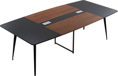 VEVOR Konferenztisch in Boot-Form für 10 Personen, moderner Besprechungstisch mit Metallbeinen für Büro, Boardroom und Konferenzraum, Schwarz und Braun - Bild 1