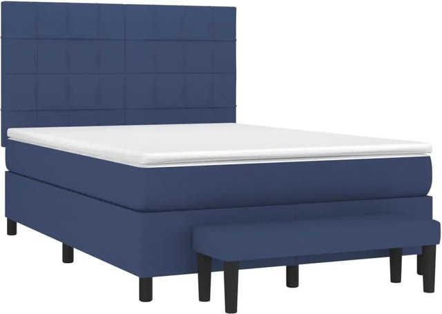 vidaXL Boxspringbett Blau mit Matratze und Kopfteil aus Stoff B/T: 140 x 190 cm - Bild 1