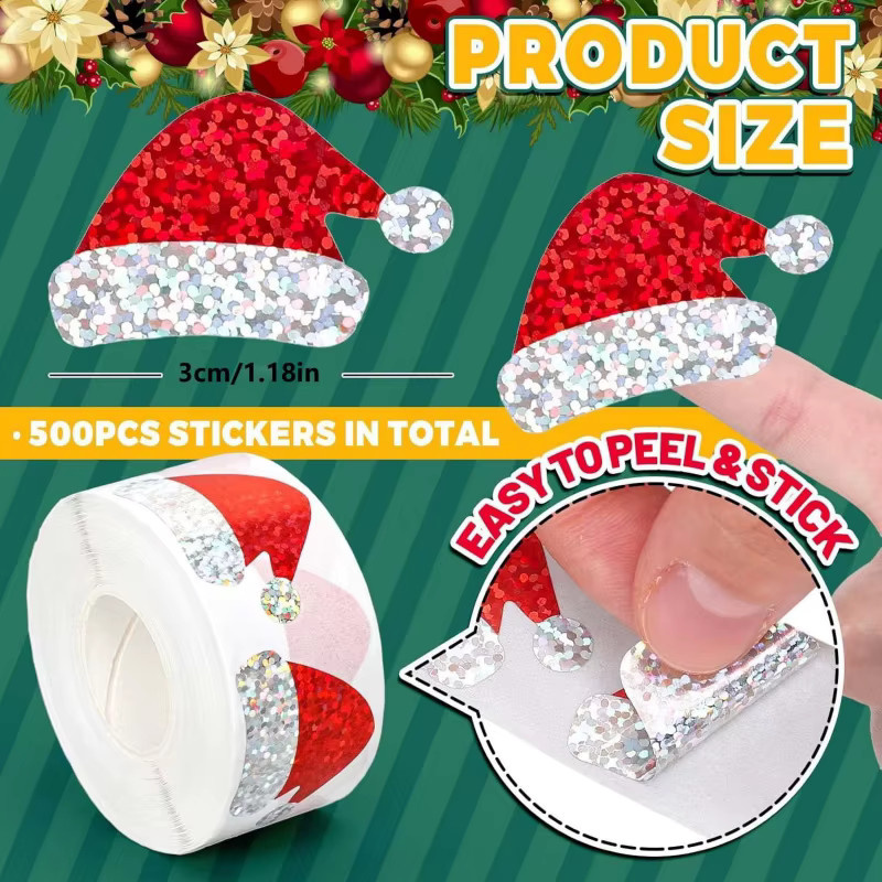 500 selbstklebende Weihnachts-Siegelaufkleber für Geschenke und Dekorationen - Bild 2