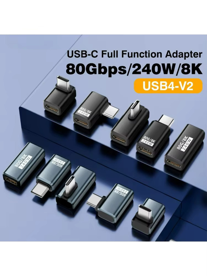 BSN USB4 V2 90-Grad-Typ-C-Winkeladapter in Schwarz mit 80Gbps, Thunderbolt 5/4/3 Kompatibilität und 240W USB-C Anschluss - Bild 7