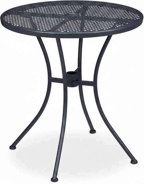 Relaxdays Gartentisch aus Stahl in Anthrazit mit Schirmloch und Gitter-Optik, B: 72 cm, T: 70 cm - Bild 1