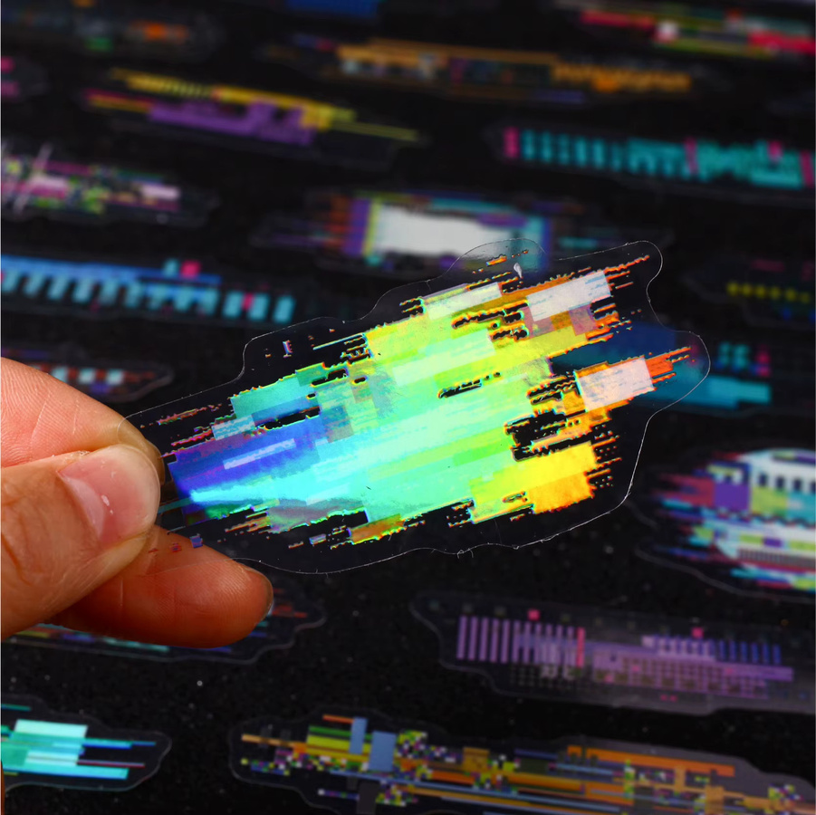 20 Stück Noise Space Serie Vintage Cyberpunk Mosaik-Landschaft PET-Aufkleber für kreatives DIY Journaling in Multicolour - Bild 2