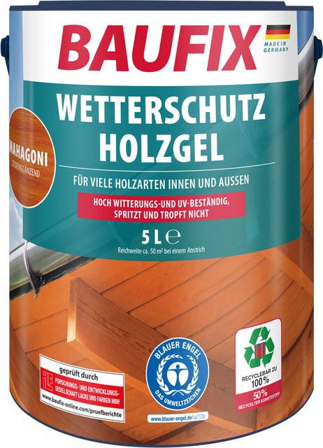 BAUFIX Wetterschutz-Holzgel Mahagoni 2er-Set, 2 x 5 Liter - Bild 1