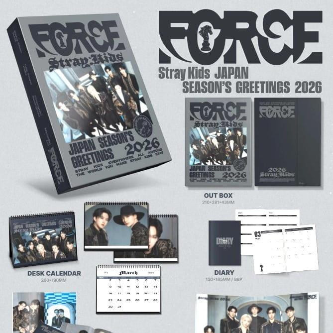 Stray Kids Japan Season's Greetings 2026 FORCE mit JYP Limited Karte, Multicolor - Bild 3