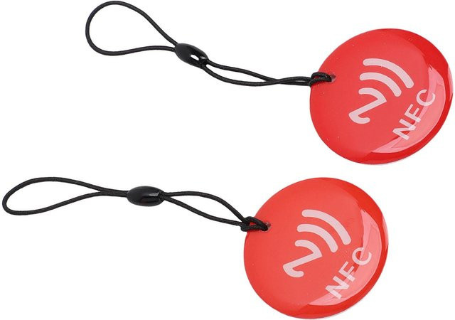 10 Stück Koogeelife NFC Schlüsselanhänger mit NTAG 213 Chips, programmierbar, Farbe: Rot und Transparent, kompatibel mit allen NFC-fähigen Mobiltelefonen und Geräten - Bild 1