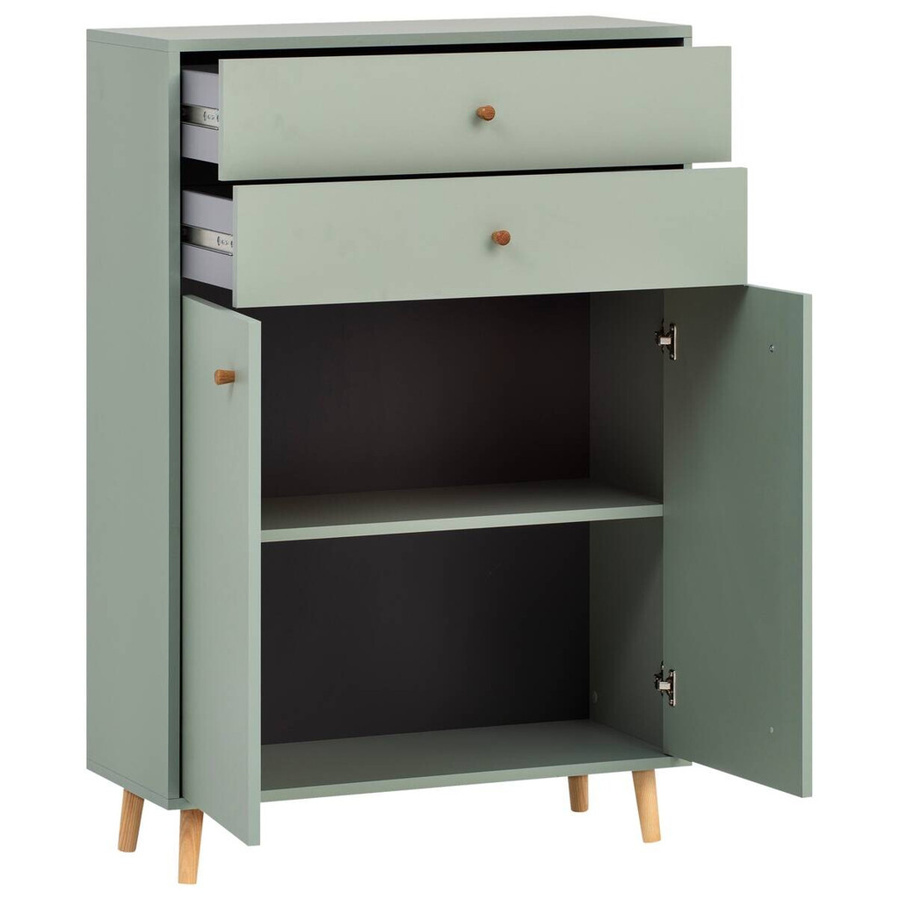 Schildmeyer Highboard Bjarne in Pistazie mit Spiegeltop und Eichenholz, B/H/T: 77,0 x 113,4 x 33,05 cm - Bild 2