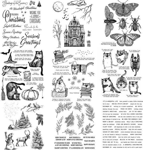Transparente Stempel mit Weihnachts- und Halloween-Motiven aus Kunststoff für DIY-Karten, Scrapbooking und Dekoration - Bild 1
