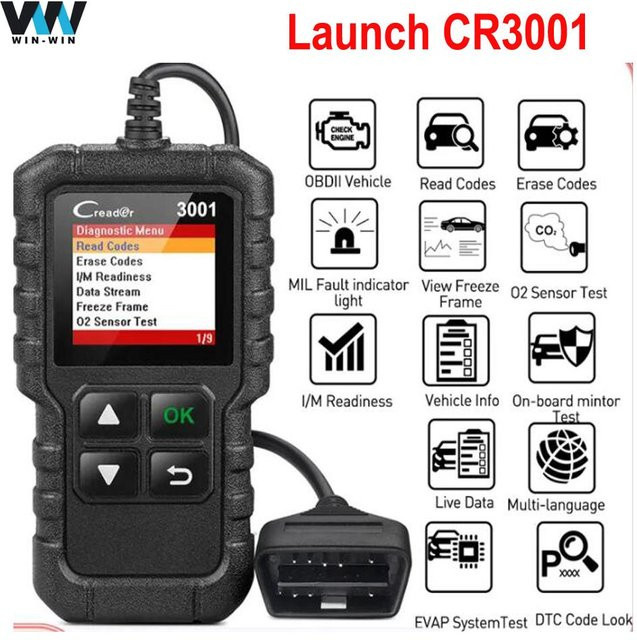 LAUNCH X431 CR3001 Creader OBD2 Diagnosegerät Auto Scanner in Schwarz - Bild 1