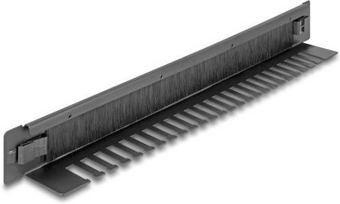 Delock 66552 Netzwerkschrank-Bürstenleiste 19 Zoll, 1 HE, Schwarz - Bild 1