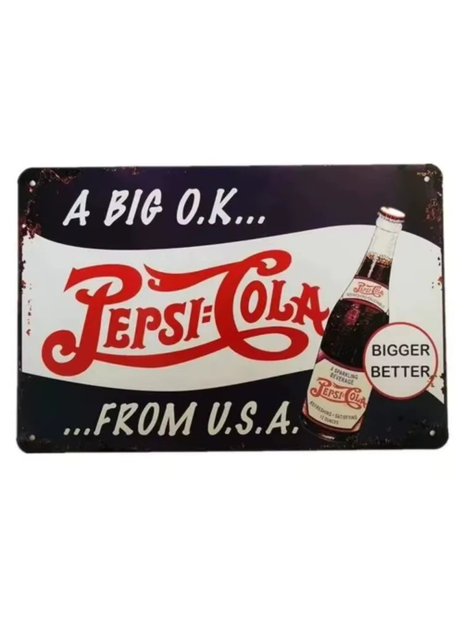 Vintage Pepsi-Cola Wandkunst aus Metall – Retro Blechschild mit ikonischer Glasflasche, B/H: 30,0 x 20,0 cm - Bild 2