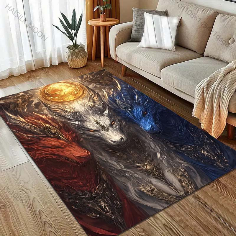 UQIDEHOME Drachen Druck Teppich mit Plaid-Muster in Multicolour, Rechteck, Breite: 40 cm, Tiefe: 60 cm - Bild 3
