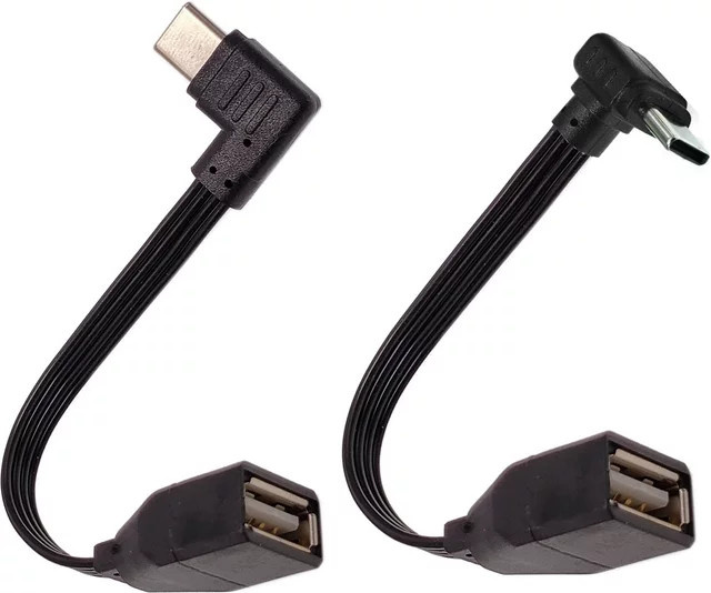 CY USB-C auf USB-OTG Adapter Kabel mit 90-Grad-Stecker, flaches USB-Typ-C auf USB-2.0-Buchse Kabel in Schwarz - Bild 1