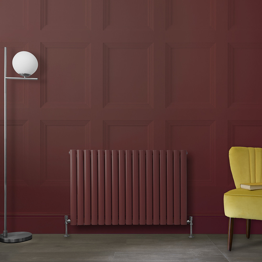 Design Heizkörper Horizontal Doppellagig von Revive in Rot, B: 100 cm, H: 63,5 cm, T: 6,35 cm - Bild 1
