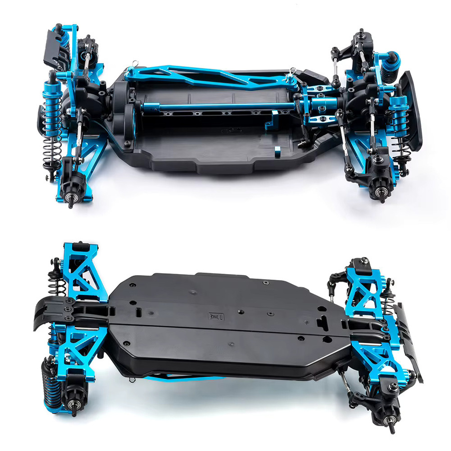 TRINOOD RC Drift Car Chassis-Rahmenset, 1:10, Metall & Kunststoff, Blau - Bild 3
