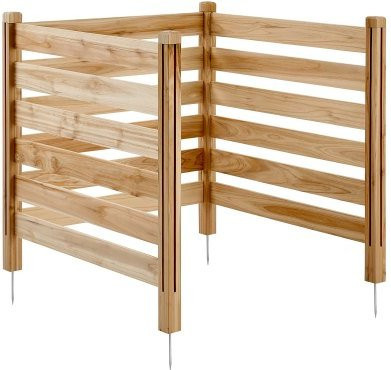 VEVOR Sichtschutzzaun aus Holz mit Metallpfählen, 3-Paneele-Lamellenzaun für Klimaanlagen, Poolausrüstung oder Mülltonnen, B/H: 91,4 x 91,4 cm - Bild 1