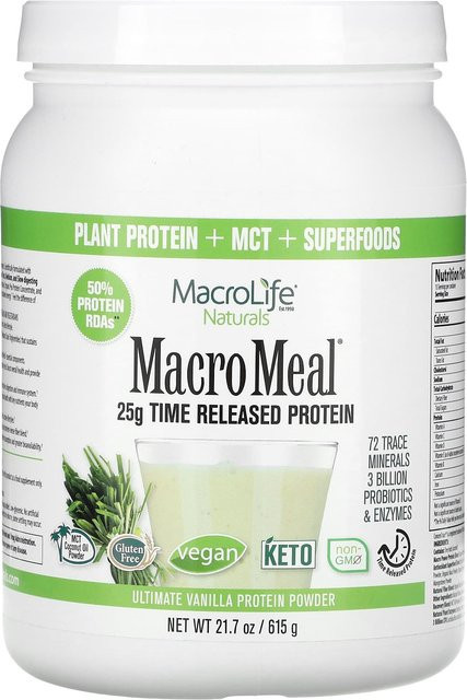 Macrolife Naturals MacroMeal Proteinpulver Vanille vegan 615 g - Bild 1