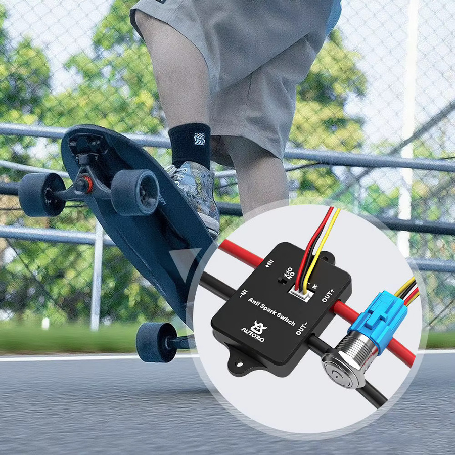 Autoro AS100 Anti-Funken-Netzschalter 100 A 84 V DC mit XT90-Anschluss in Schwarz für ESC, Elektro-Skateboard, Roller, RC, Auto, Boot und E-Bike - Bild 2