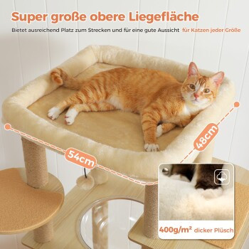 Pawz Road Holz Kratzbaum für große Katzen in Beige mit Höhle und rutschfester Oberfläche, Höhe: 180 cm - Bild 2