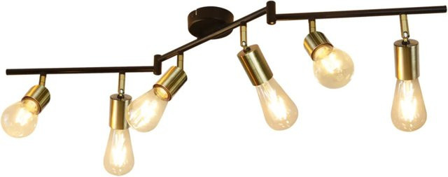 NETTLIFE Deckenstrahler aus Metall in Gold/Messing mit 6 E27 Fassungen und verstellbarem Design - Bild 1